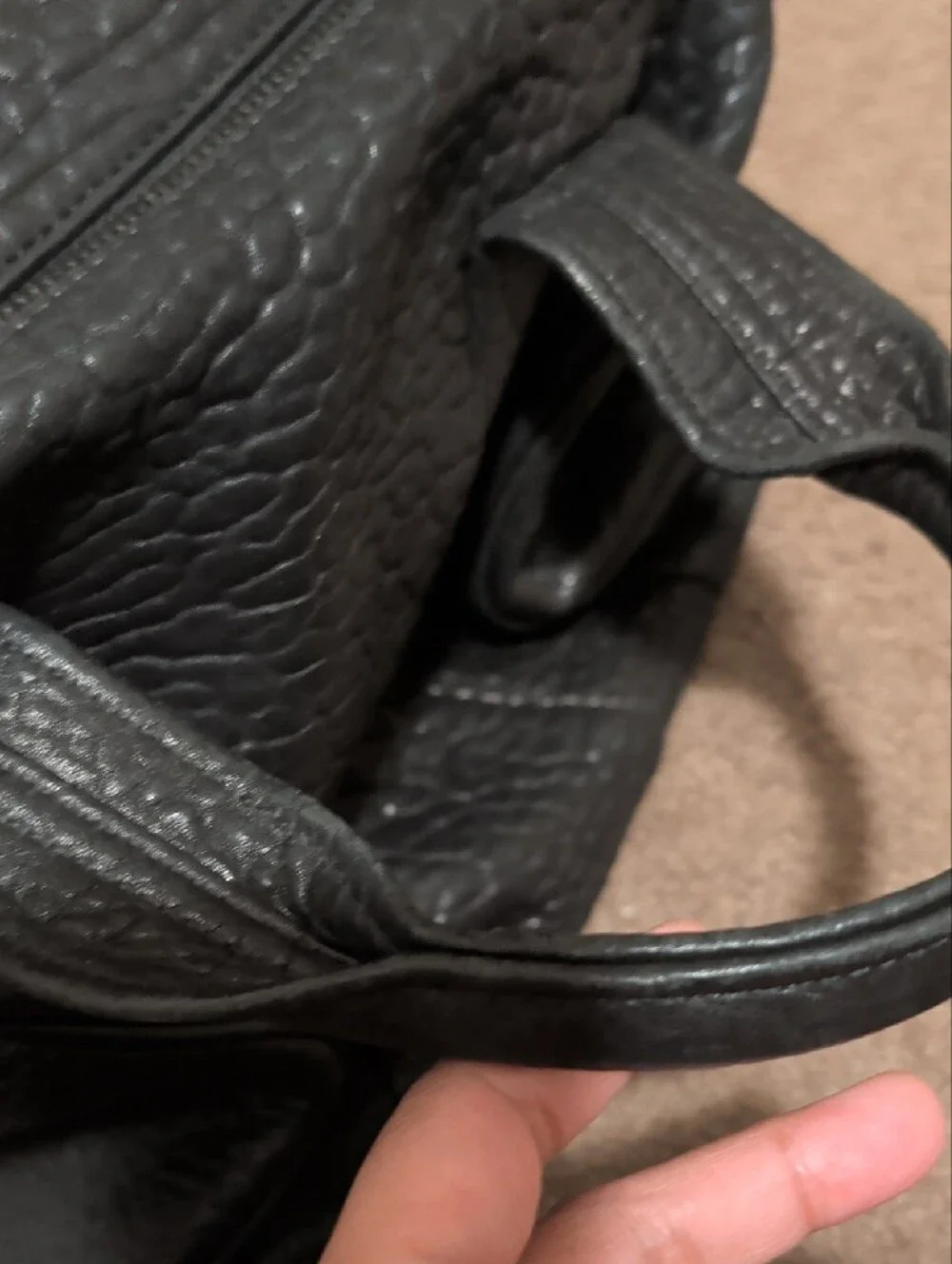 Alexander Wang Black Men's Textured Leather Carry Bag